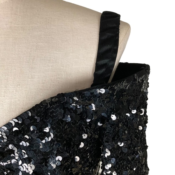 Peak Evenings Black Sequined Floor Length Dress Gown Sz 8 - Picture 2 of 16